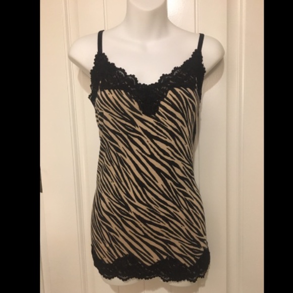 Lane Bryant Tops - Lane Bryant Black & Tan Zebra Print Camisole
